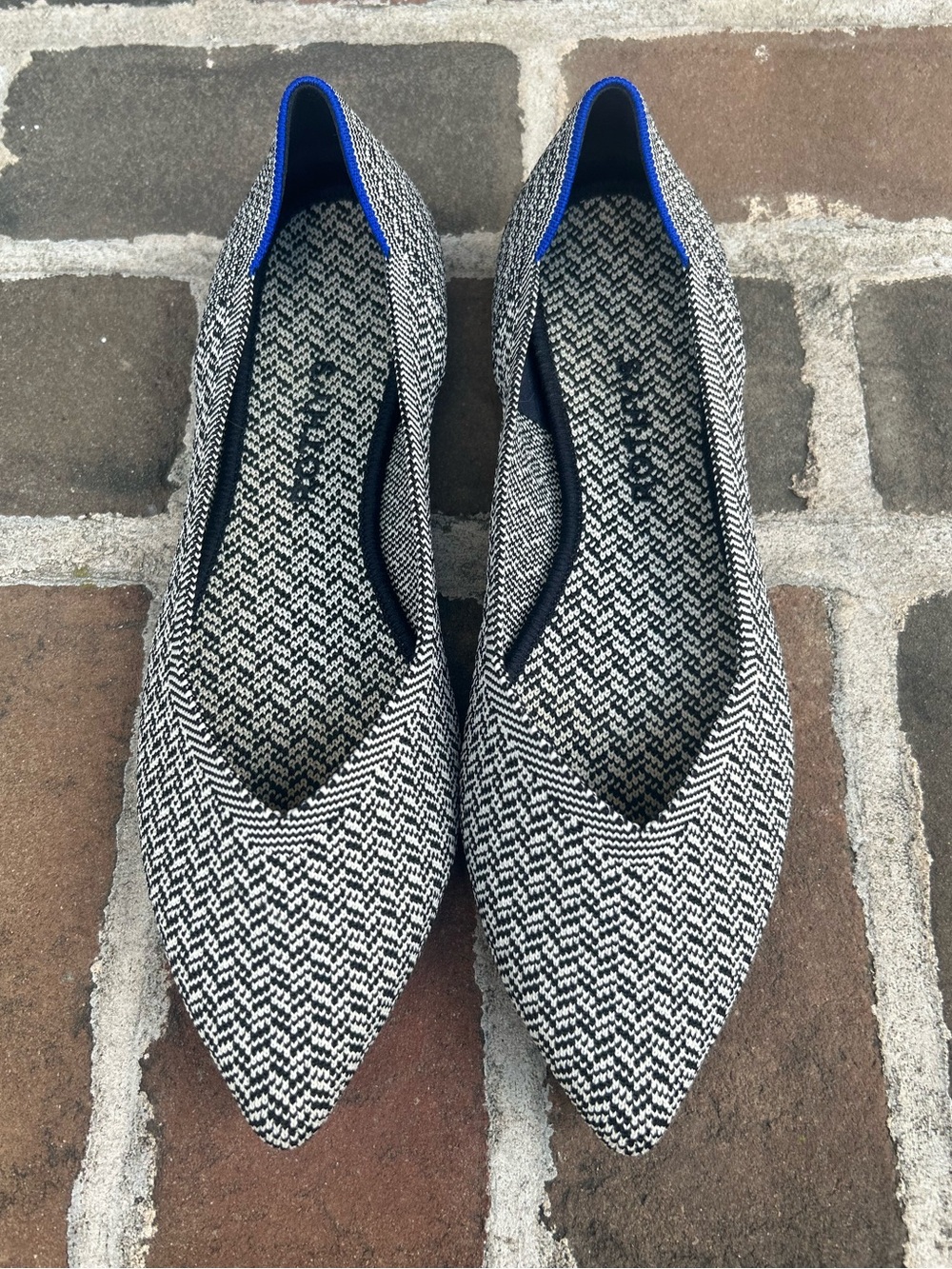 Rothy’s The Point Slate Herringbone Pointy Toe Ballet Flats 9.5